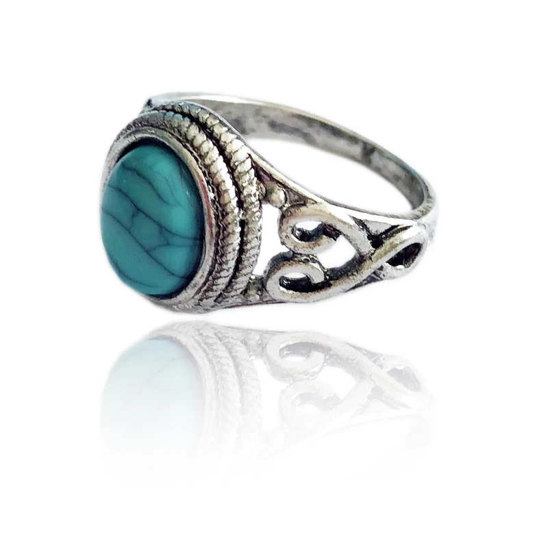 2018 New Allergy Free 1PC Vintage Blue Stone Engagement Ring Wedding Anniversary Bride Jewelry Women Fashion Bohemian Jewelry