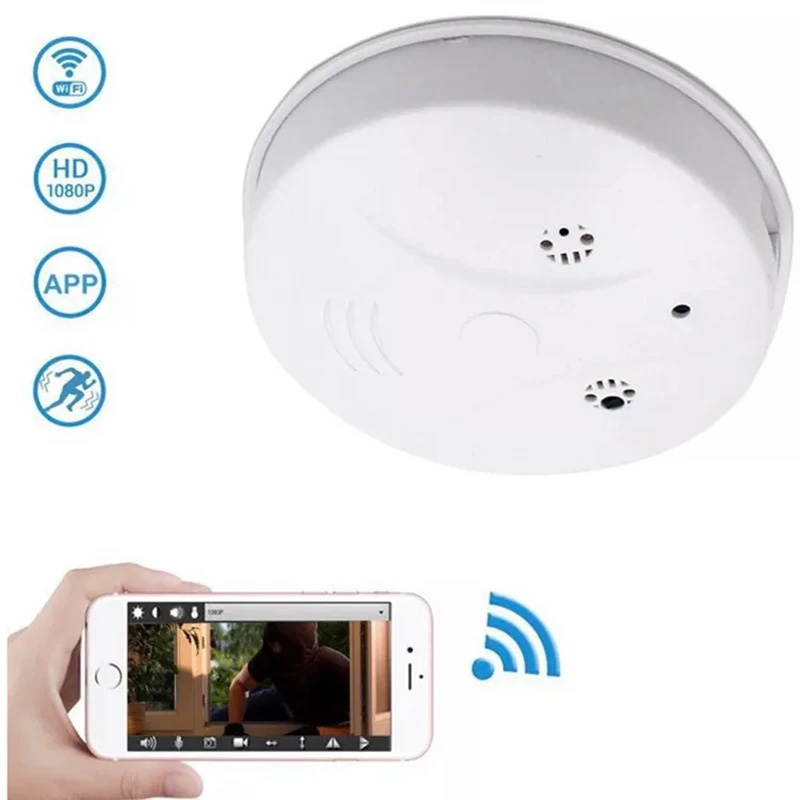 

Ip Cameras Smoke Sensor Security Remote Monitor Micro Home Alarm UFO Shape Wireless 1080P WiFi Ip Camera With App
