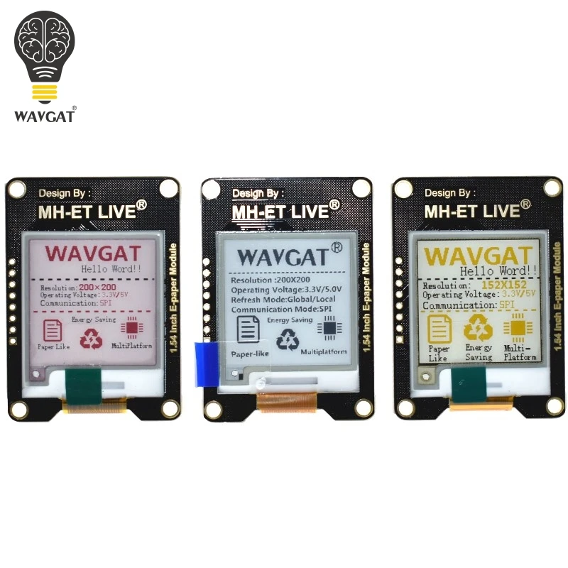 

WAVGAT 1.54 Inch Epaper Module E-paper E-Ink EInk Display Screen SPI Support Global Part For Arduino UNO STM raspberry pi ESP32