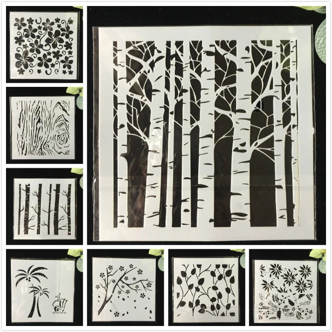 

Hot 8Pcs/Pack 13cm Tree Leaf Bud DIY Layering Stencils Wall Painting Scrapbook Coloring Embossing Album Decorative Template