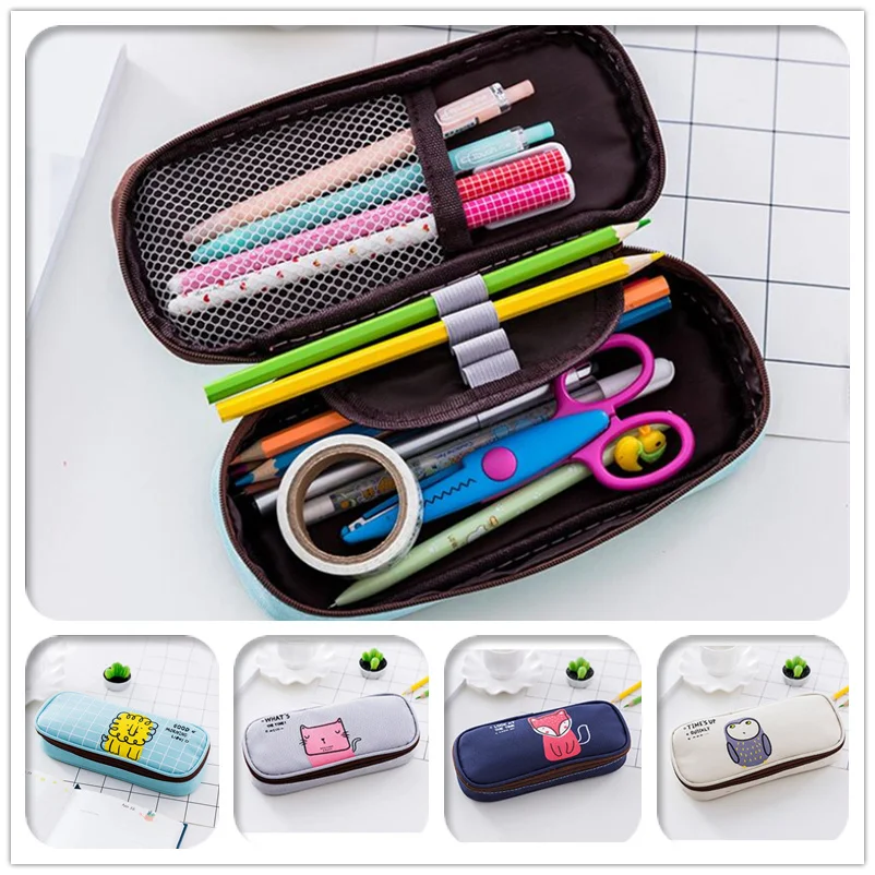 

Cute Pencil Case & Bags kawaii Animales School Large Capacity Canvas Pen Curtain Box For Girl Boy Students Gifts Stationery