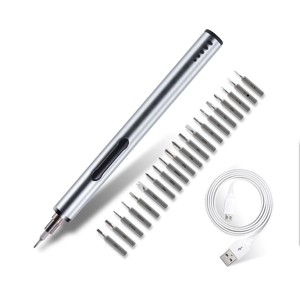 

Mini Electric Screwdriver Rechargeable Cordless Power Screw Driver Kit with LED Light Lithium Battery Operated Power Tools Set
