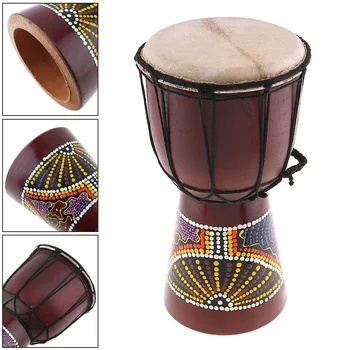 

6 Inch Professional Durable Traditional African Djembe Drum Classic Painting Wood Goat Skin Good Sound Musical Instrument