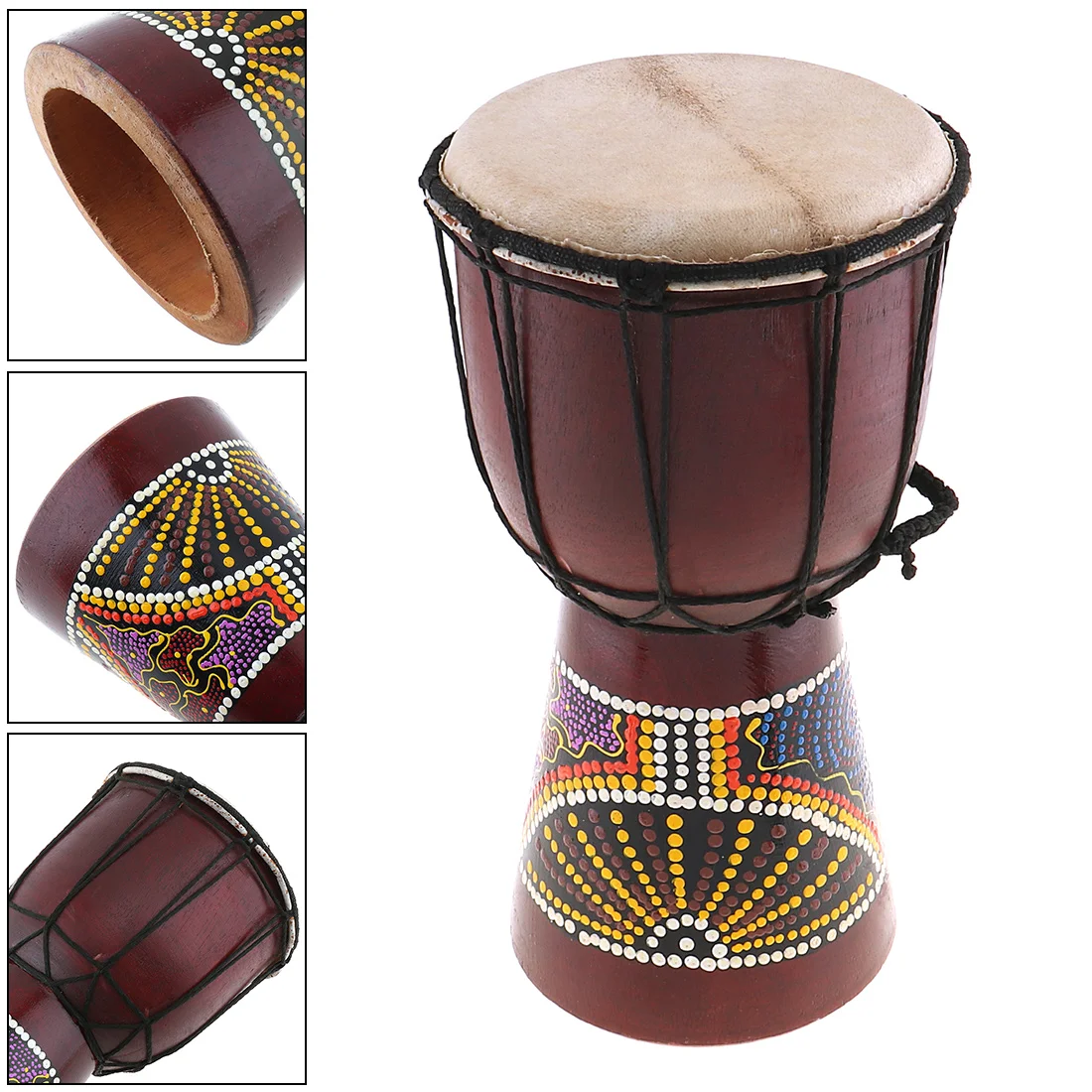 6 بوصة المهنية أفريقي Djembe طبل الكلاسيكية اللوحة الخشب الماعز الجلد جيدة الصوت الموسيقية أداة