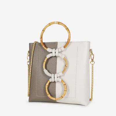 

Women Luxury Leather Handbags 2019 Spring Fashion Designer Bamboo Bag Female Vintage Crossbody Purse Famous Brand Panelled Tote