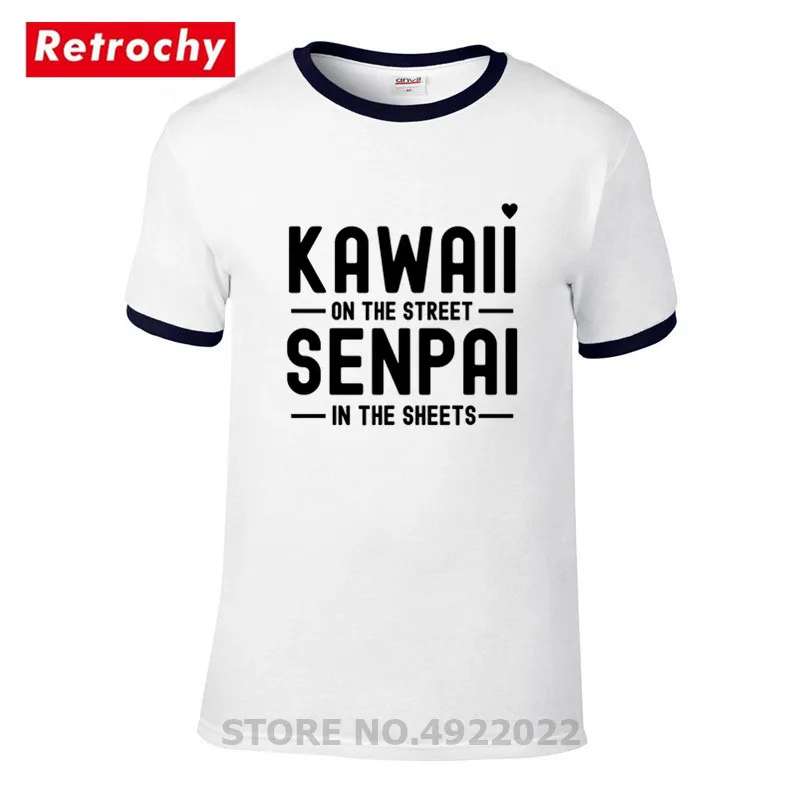 Футболка с принтом аниме Waifu Kawaii Senpai Мужская футболка в стиле хип хоп забавная Otaku