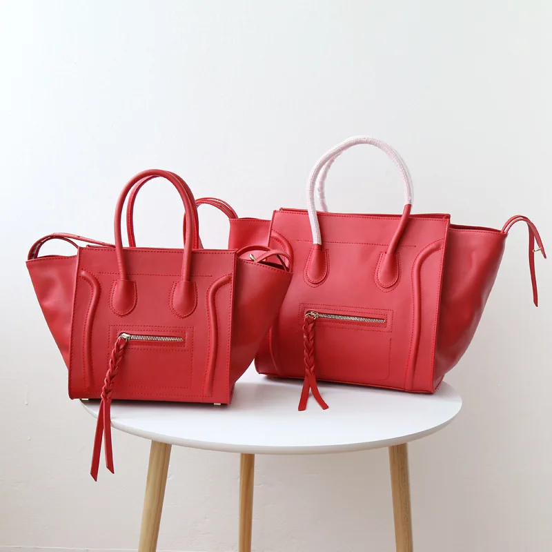 European and American style fashion brand luxury handbags women bags designer smiley shape Genuine Leather women bag