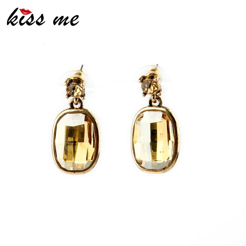 Sparkling Evening Party Costume Jewelry New Arrvial Geometric Champagne Drop Earrings Factory Wholesale