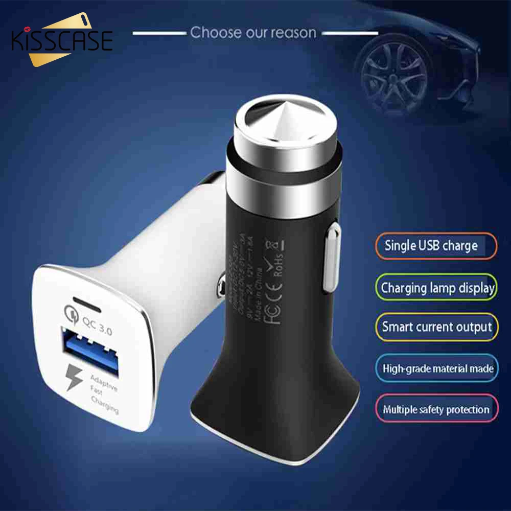 KISSCASE QC 3.0 Car Charger For iPhone X Xr 8 Car Charger Quick Charger for Samsung S10 S9 Tablet Car-Charger for Huawei