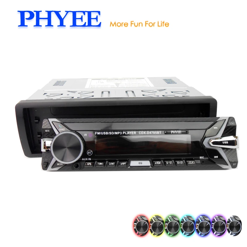 Detachable Car Radio Bluetooth Autoradio USB 1 Din Stereo Audio MP3 SD FM Tuner High Power Head Unit PHYEE 4875BT