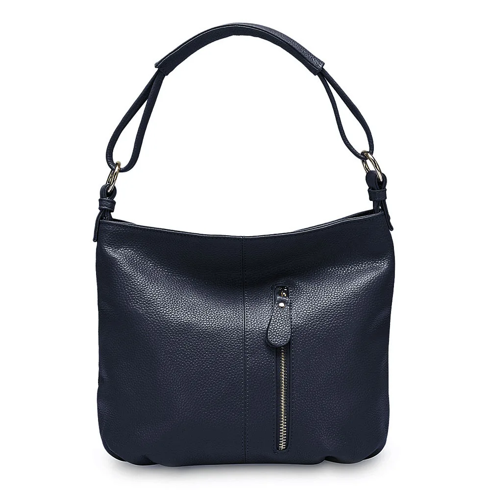 Zency натуральная кожа Дамская Сумочка Хобо женская сумка через плечо модная женская сумка через плечо сумка-мессенджер сумка-тоут черный серый - Цвет: Темно-синий