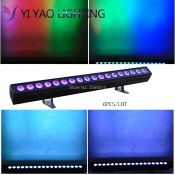 

6PCS/LOT Disco DJ 18pcs RGBWA LED Wall Washer Light 18X12W Rows DMX
