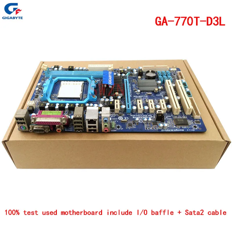 original Used Desktop motherboard For Gigabyte GA 770T D3L 770 support Socket AM3 2*DDR3 support