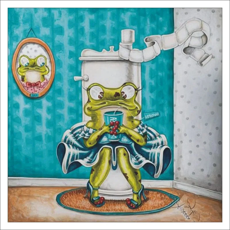 

5D DIY Diamond Painting Frog Toilet Diamond Embroidered Cross Stitch Set Full Square Mosaic Sticker Home Decor Gift T279