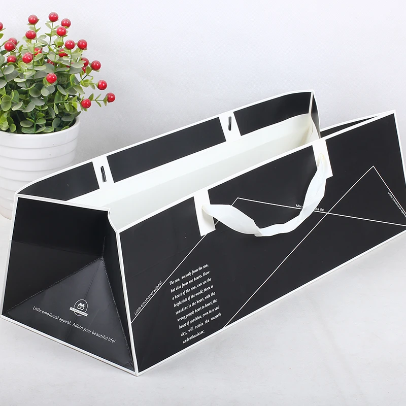 Новые подарочные пакеты из крафт-бумаги прямоугольная цветочная упаковка букета коробка Сумочка подарочная упаковка коробка вечерние подарочная упаковка картон