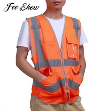 Высокая видимость светоотражающий жилет безопасности со светоотражающими полосками и 4 карманами унисекс светоотражающий жилет безопасности для высокой видимости