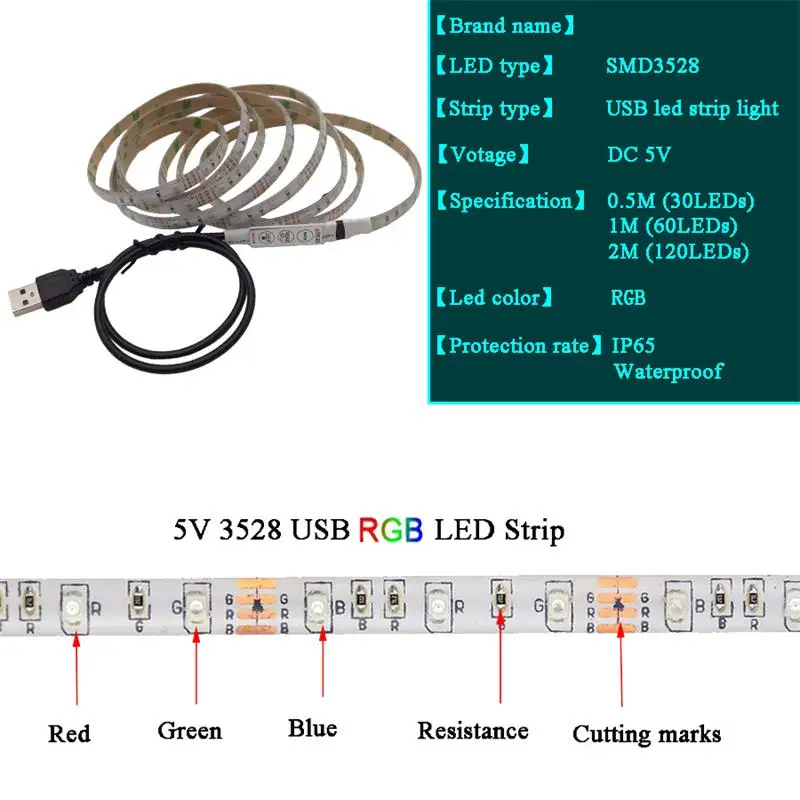 Светодиодные ленты света 5050 2835 SMD RGB бар ТВ белый комплект освещения + 17Key RGB USB удаленного Управление DC5V