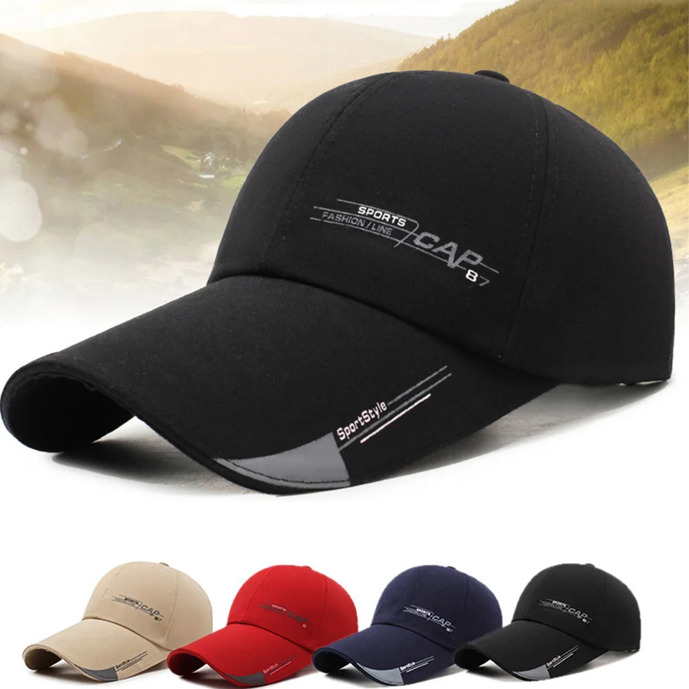 

2019 Fashion Line Baseball Sports Cap Mens Hat for Fish Outdoor Cap Long Visor Brim Shade Snapback Sun Hat Bone Gorras
