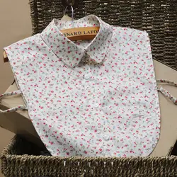 Мода Питер Пэн ложный полигональный узор черный гриб дикий бант цветочный жемчуг черный белый шифон поддельные рубашки воротник