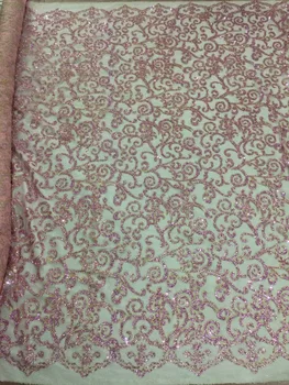 

french net lace with glued glitter top selling embroidery SH-477 african tulle mesh fabric for wedding dress