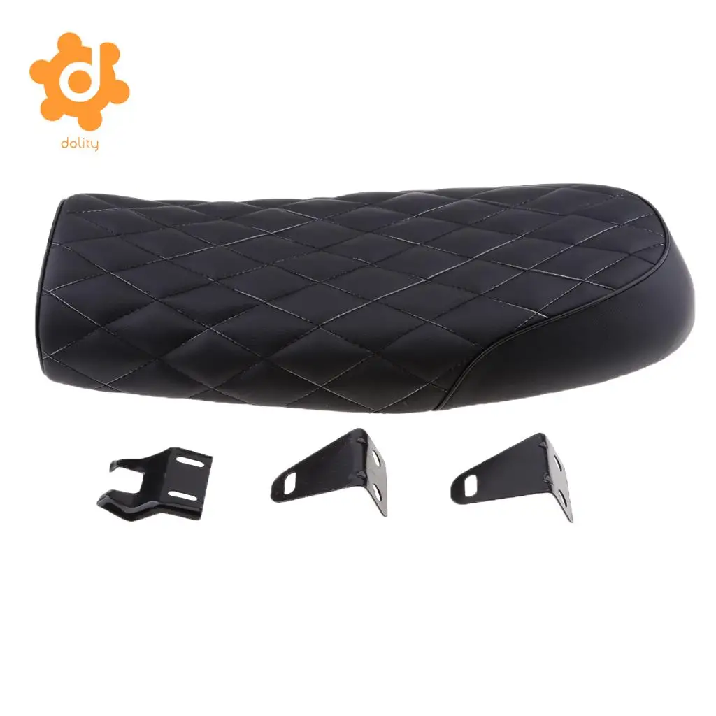 dolity Universal Brat Diamond Flat Cafe Racer Seat Vintage Motorcycle Saddle Black