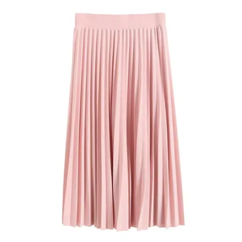 

2017 Spring Summer Style All-match Chiffon Skirt Waist Fold Slim Sweat Skirt Pleated Skirt Department Long Skirts P2