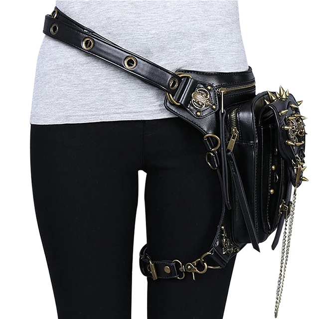 Vintage Steampunk leather Steam Punk Retro Rock Gothic Retro Cosplay  Battlegrounds Waist Bags Packs Victorian Women Men leg bag - AliExpress