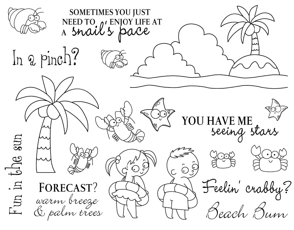 

CLEAR STAMP Sandy beach 2 DIY Scrapbook Card album paper craft silicon rubber roller transparent stamps W706