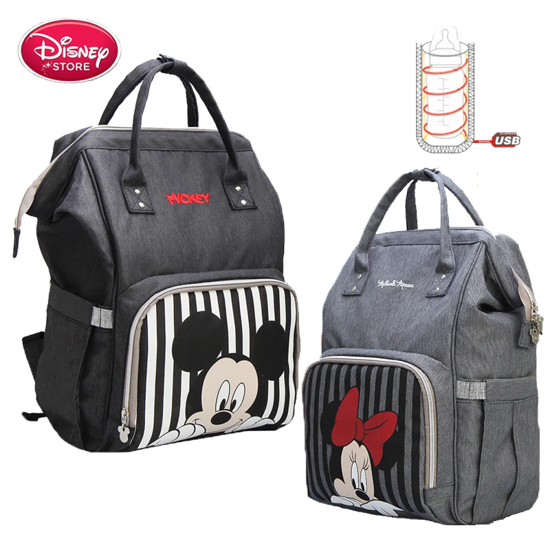 Us 31 91 30 Off Disney Mickey Mouse Diaper Bag Backpack Baby Mummy Stroller Mother Travel And Minnie Usb Bottle In