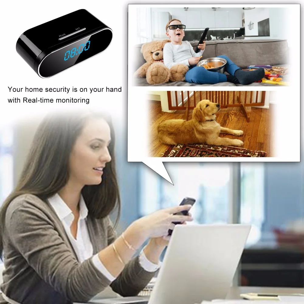 1080P Wi Fi мини камера будильник беспроводная няня часы P2P IP/AP безопасность ночное