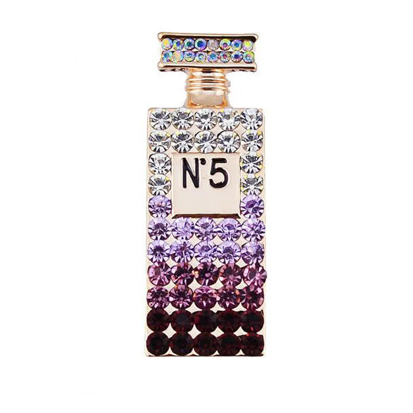 Unique cheap rhinestone brooch purple cool pins broches jewelry fashion female perfume bottle brooch lot free