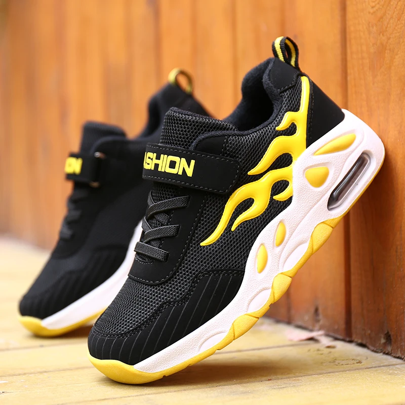 

2019 Boys Men Basketball Shoes Air Sole Non-slip Outdoor Bigs Kids Sneakers Footwear Rubber Children Sports Shoes Black Basket