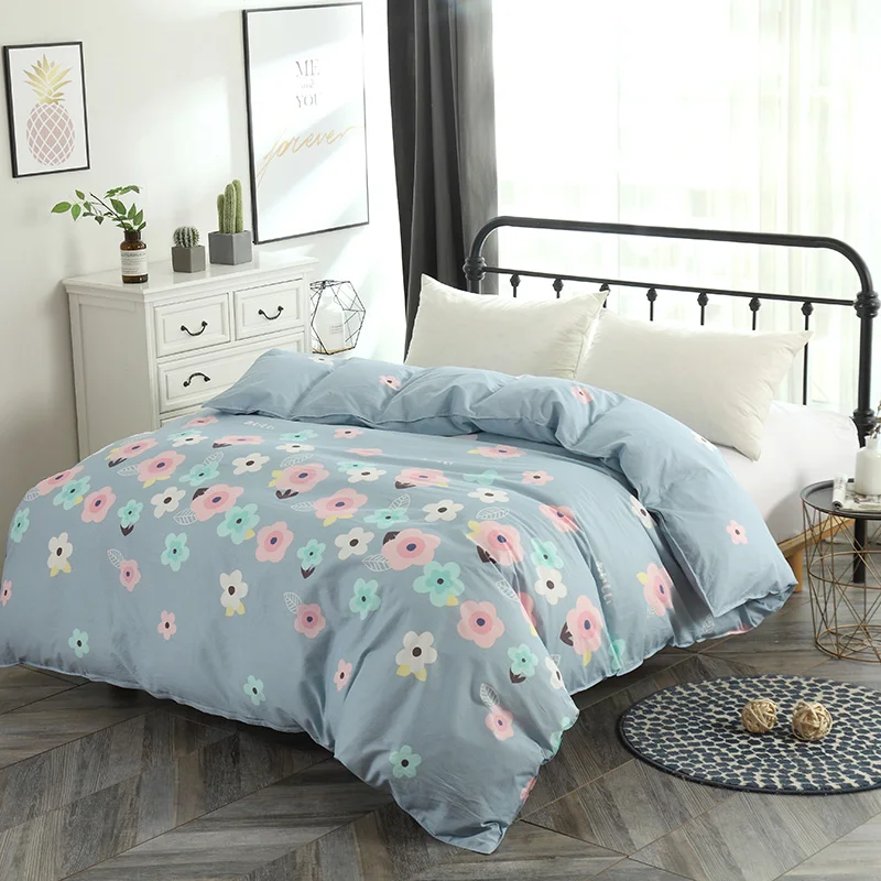 

1Pcs Duvet Cover blue Quilt Cover Pure cotton flowers Bedclothes single double queen king with zipper Comforter cover bedding
