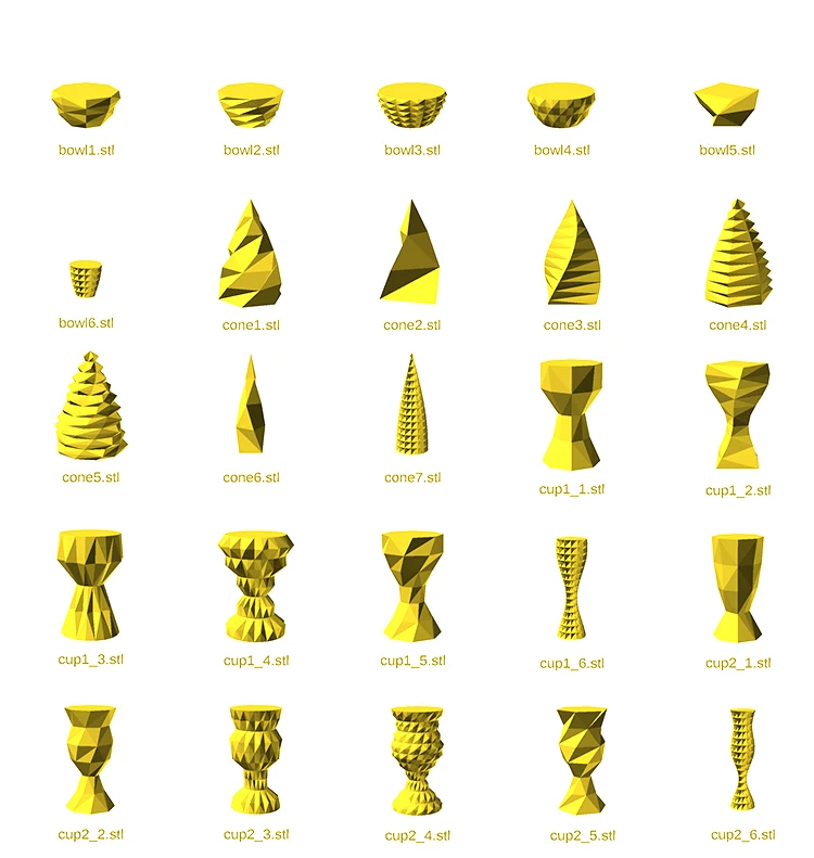 50 piezas de formato STL florero 3D modelo para impresión