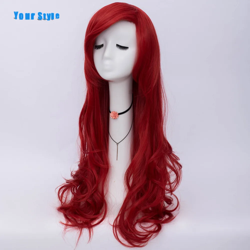 Ваш стиль длинные волнистые косплей бордовые красные парики женские шелковые Базовые Парики для женщин синтетические высокотемпературные волокна