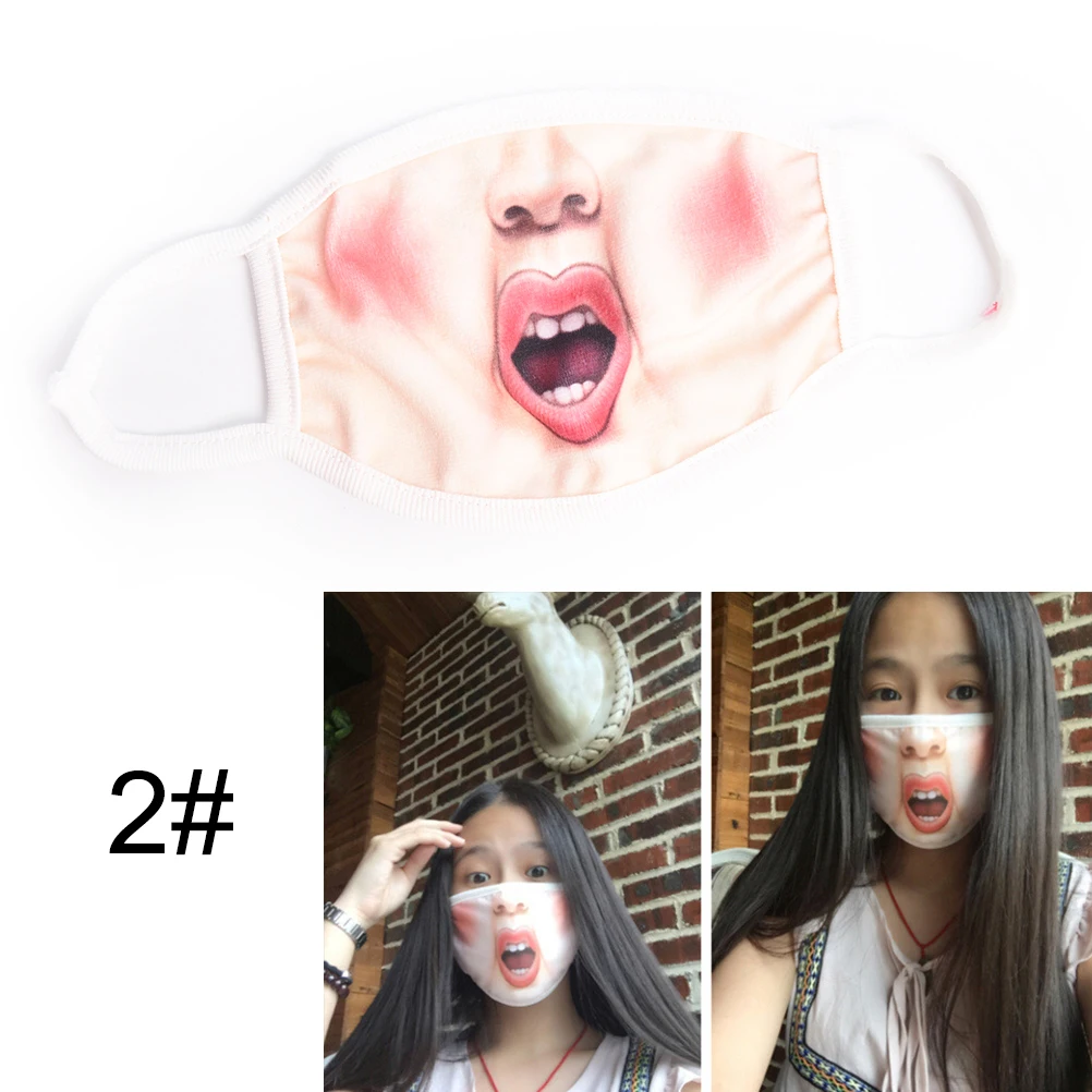 1 шт., противопылевая хлопковая маска для губ с забавными зубами, мультяшная маска для лица, моющаяся многоразовая модная маска для рта