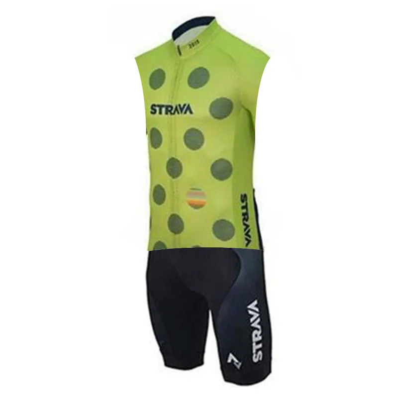 

2019 New STRAVA team Cycling Sleeveless jersey Vest shorts Skinsuit MTB Summer Hot Sale 9D gel pad breathable and quick drying