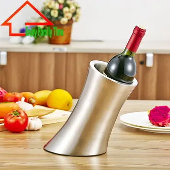

Stainless Steel Sanding Ice Bucket Diagonal Skid Beer Cooler Thicken Waist Shape Stainless Steel Wine Bottle Cooler