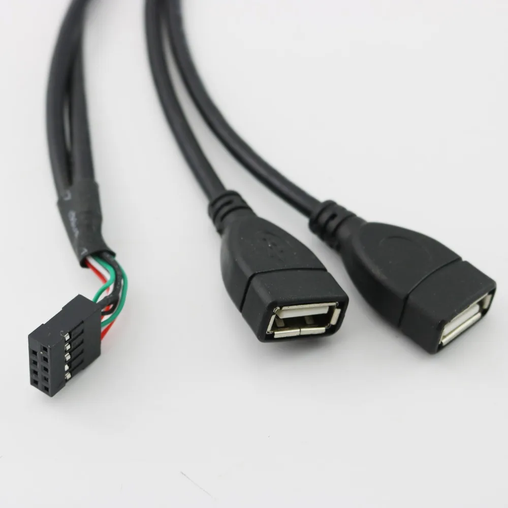 1 шт. материнская плата для женщин 10 Pin 0," разъем для Dual 2x USB 2,0 A Женский адаптер разделительный кабель 50 см 1.5Ft