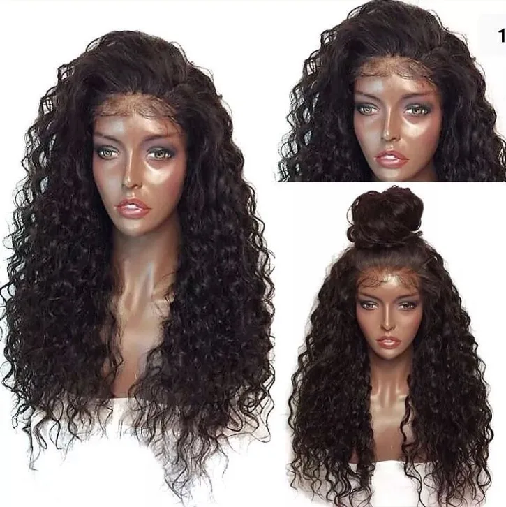 Sunnymay полный шнурок человеческих волос парики Волнистые бразильского Виргинские волос Кружева Парики Для черный Для женщин предварительно