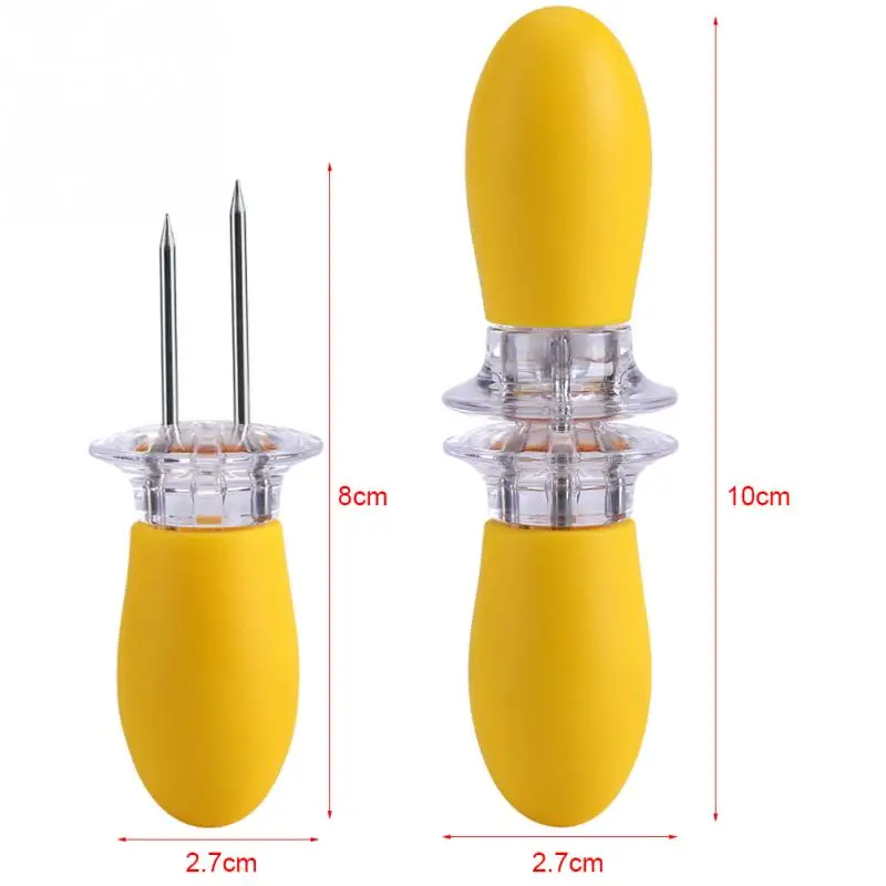 8 шт. держатель кукурузы пищевые шампуры из нержавеющей стали домашние вечерние желтые вилки для мяса аксессуары для барбекю инструменты для гриля кухонные вилки для барбекю - Цвет: Цвет: желтый