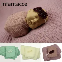 Новорожденный мохер фонов одеяло + wrap + повязка на голову, реквизит для фотографии новорожденных одеяло вязаные накидки аксессуары фон