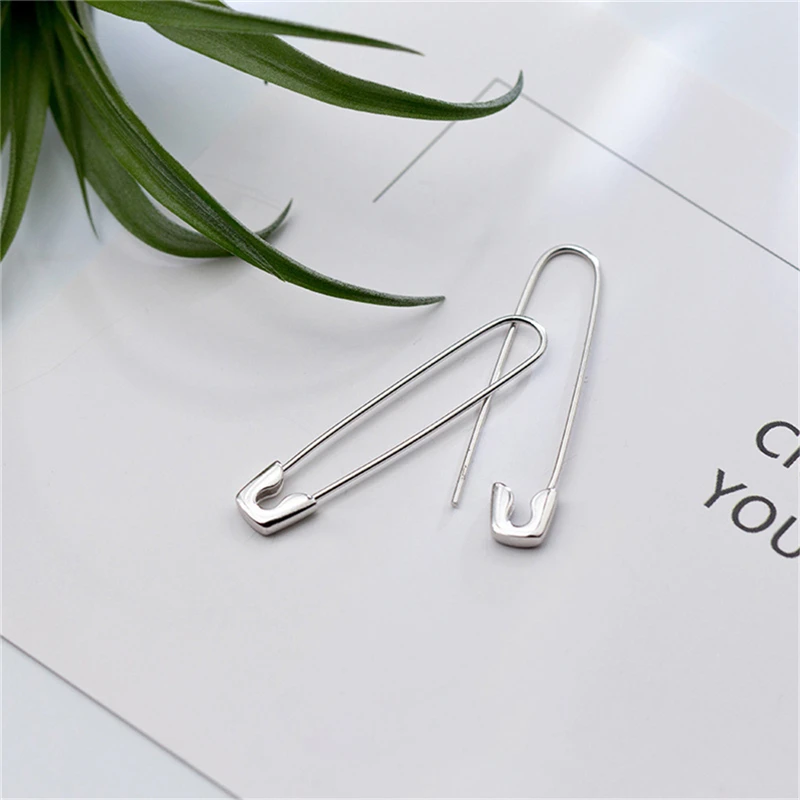 

BOAKO 925 Sterling Silver Paper Clip Dangle Earrings For Women Girl Birthday Party Gift Jewelry Tool Shape Rock Drop Earring Z2