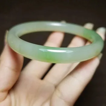 

J16#Qinghai material and Tian Yubing bottom green and white jade round bracelet