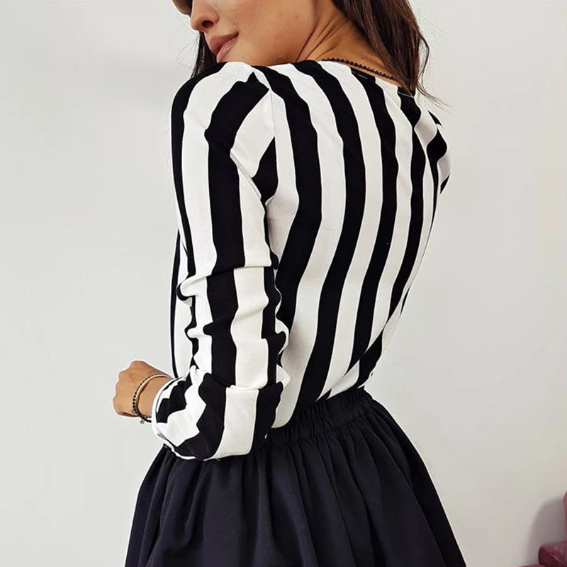 

2019 New Blouse Women's Striped Casual Top Shirts Blouses Women Loose Blouses Autumn Casual Office Blouses Top Sexy -A14