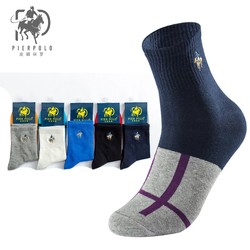 

Autumn new PIER POLO cotton men tube stockings wide mouth color fight business men socks wholesale