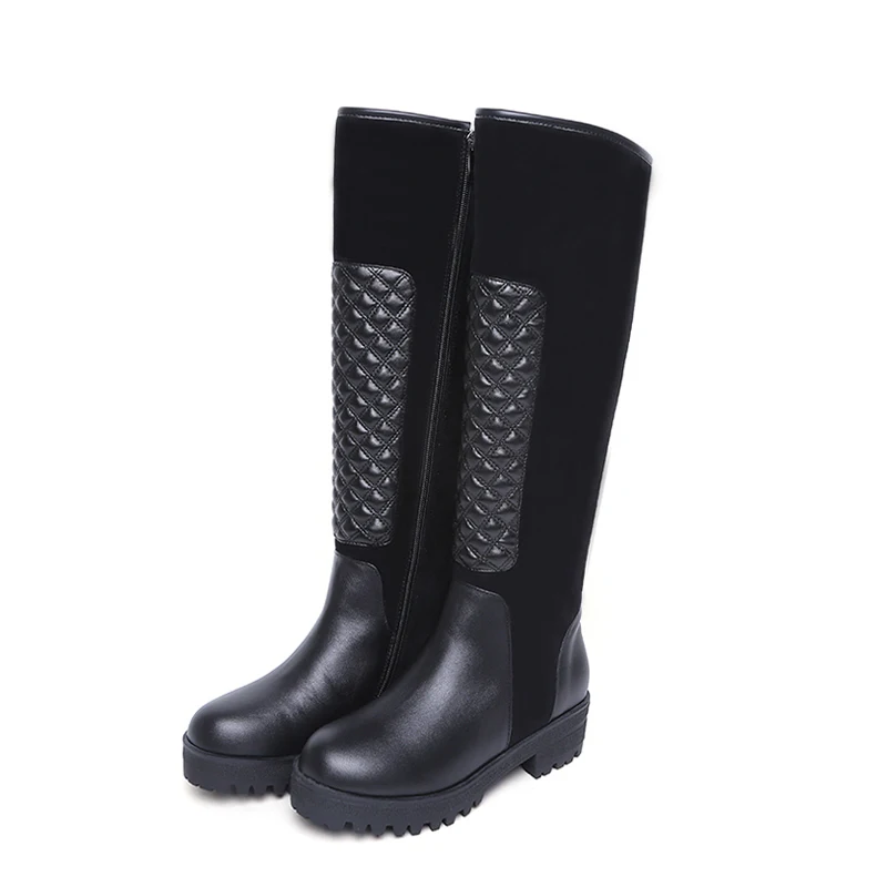 

Leather big tube women's boots autumn and winter plus fertilizer to increase thick leg boots thick bottom thighs fat MM boots st
