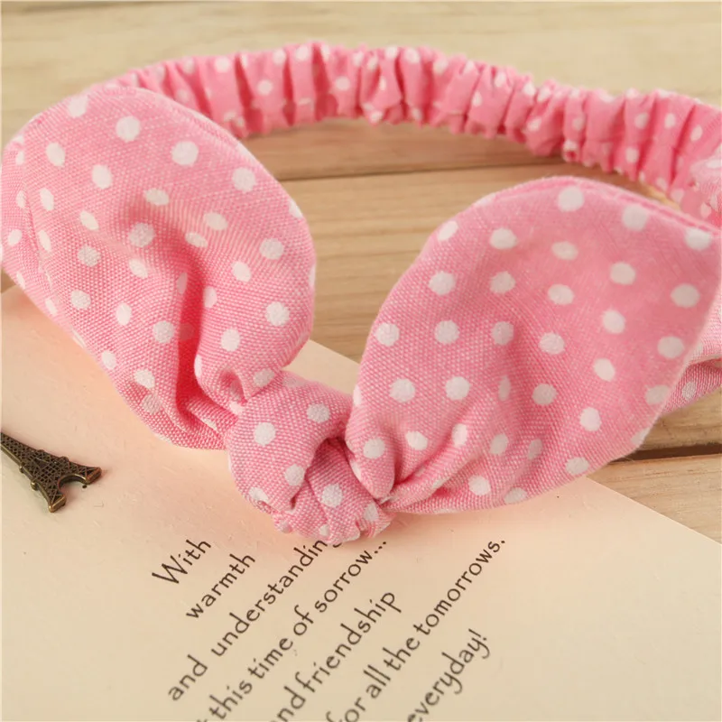 

New Promotion Baby Girl Bow Elastic Headwear Fashion Dot Floral Print Cotton Kid Rabbit Ear Lovely Headhand