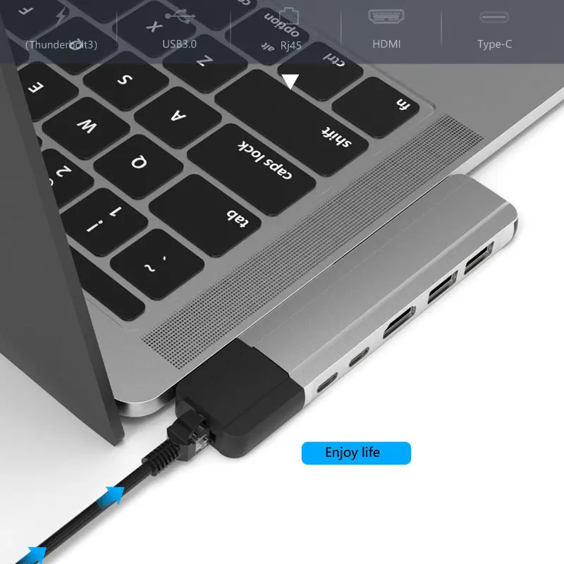 Mosible Thunderbolt 3 адаптер USB C концентратор к HDMI 4K Rj45 1000M для MacBook/Air type-C с PD порт зарядки данных 3,0 концентратор