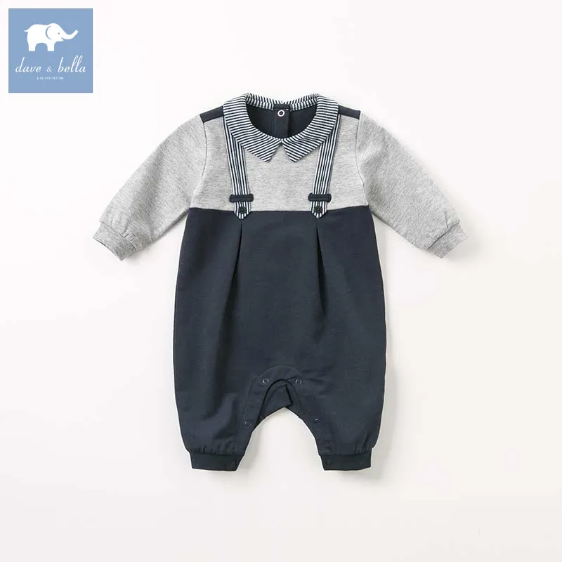 

DB8847 dave bella autumn new born baby long sleeve romper infant clothes boys cute jumpsuit children clothing 1 piece